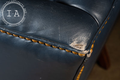 Vintage Tufted Wingback Armchair in Blue