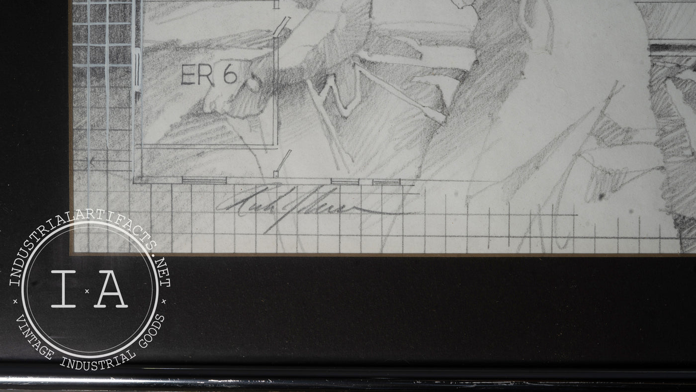 Vintage Sketch of Medical Emergency Responders