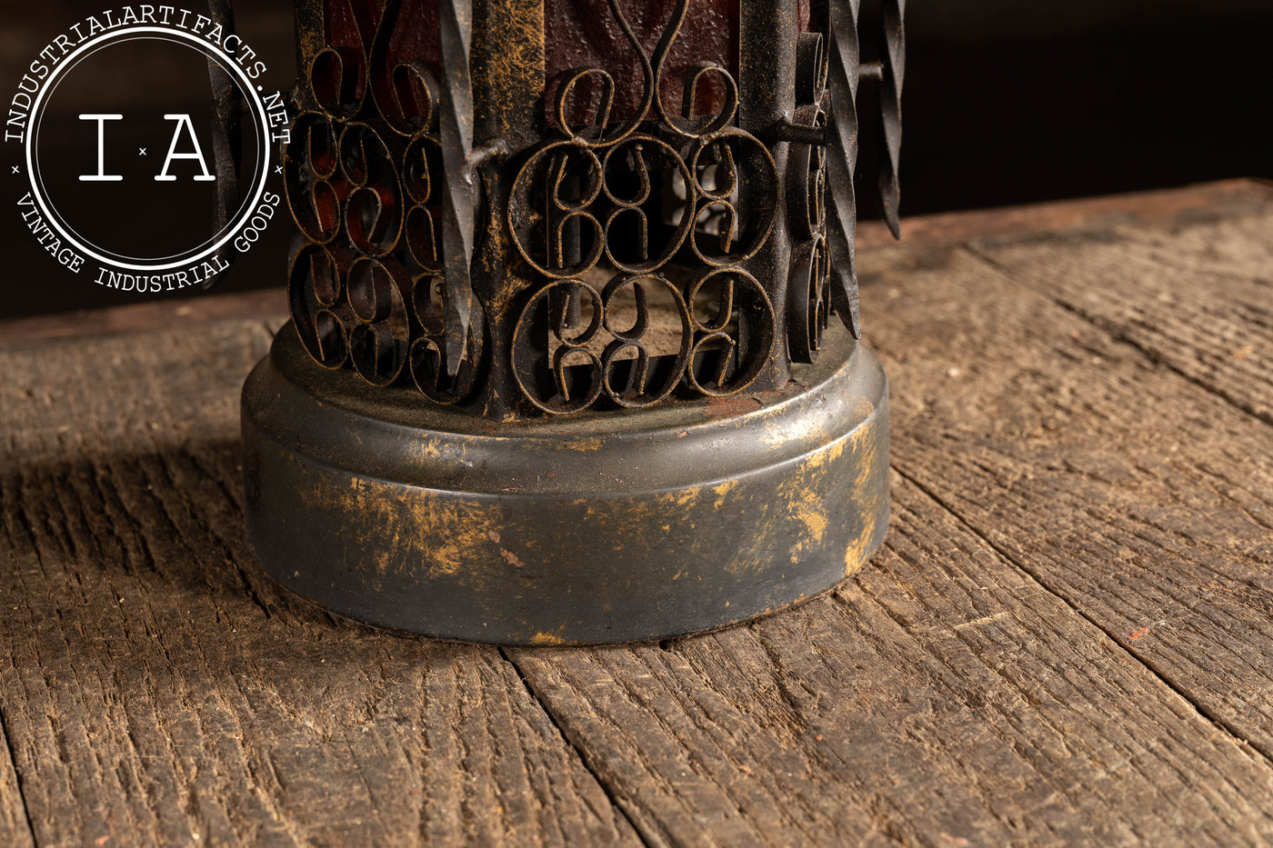 Vintage Spanish Revival Wrought Iron Table Lamp with Mica Shade Panels