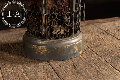 Vintage Spanish Revival Wrought Iron Table Lamp with Mica Shade Panels