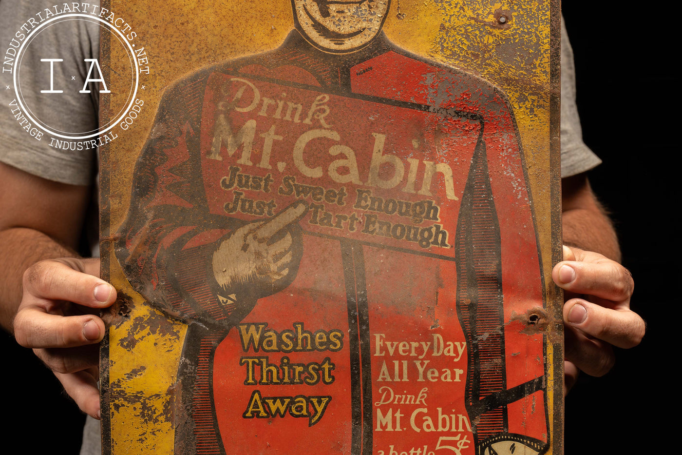 Prohibition-Era Mt. Cabin Soda Embossed Tin Sign