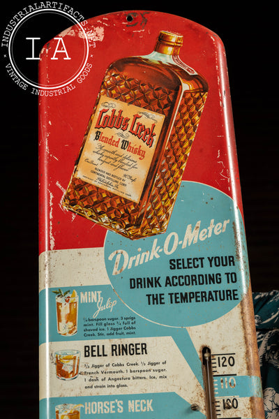 Vintage Cobbs Creek Tin Litho Advertising Thermometer