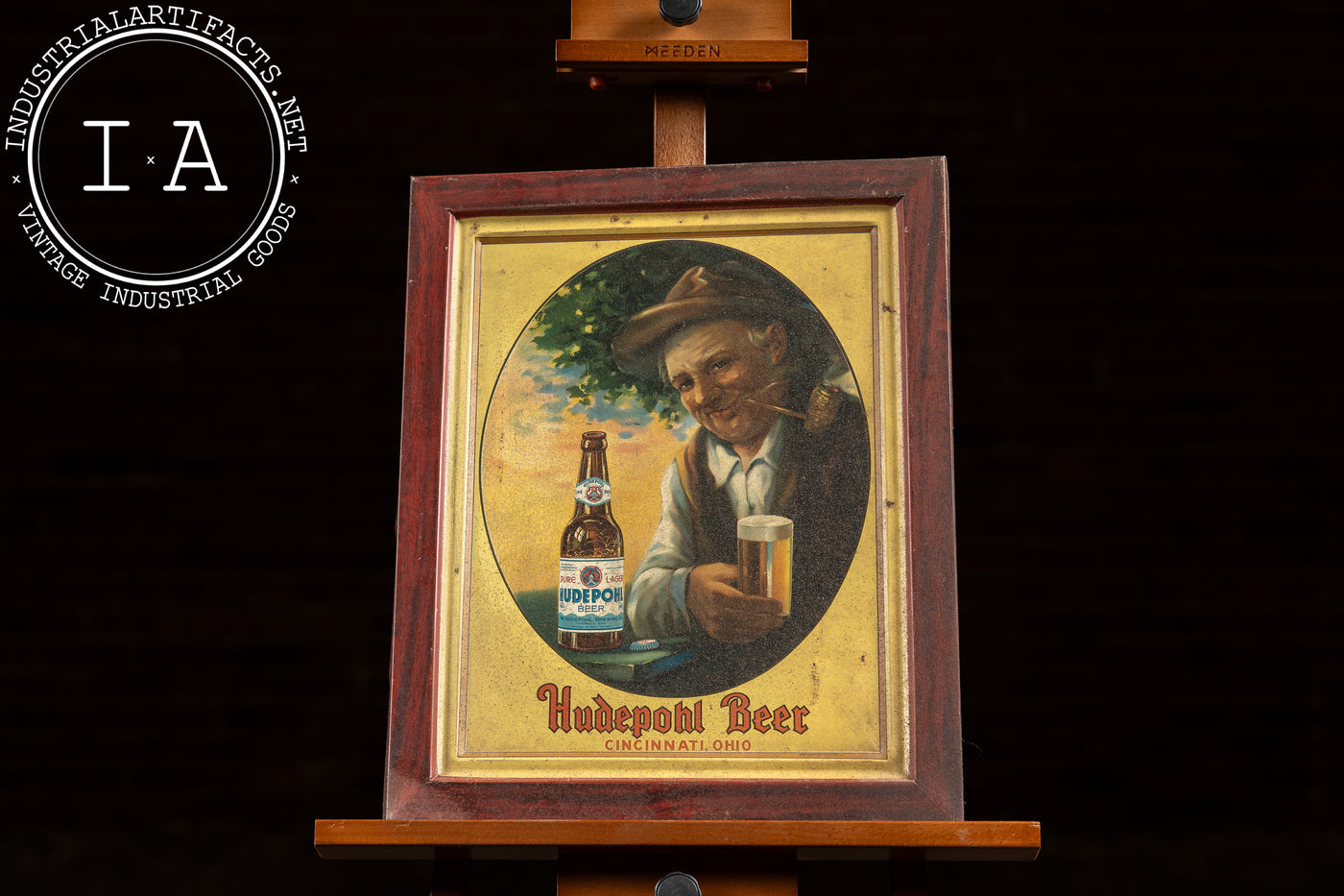 Early 20th Century Hudepohl Beer Self-Framed Tin Sign