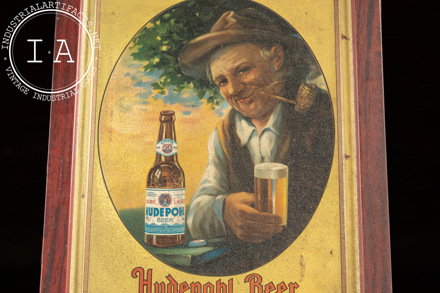 Early 20th Century Hudepohl Beer Self-Framed Tin Sign