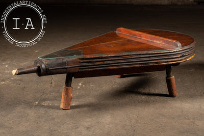 Antique Oversize Industrial Bellows Coffee Table with Glass Top