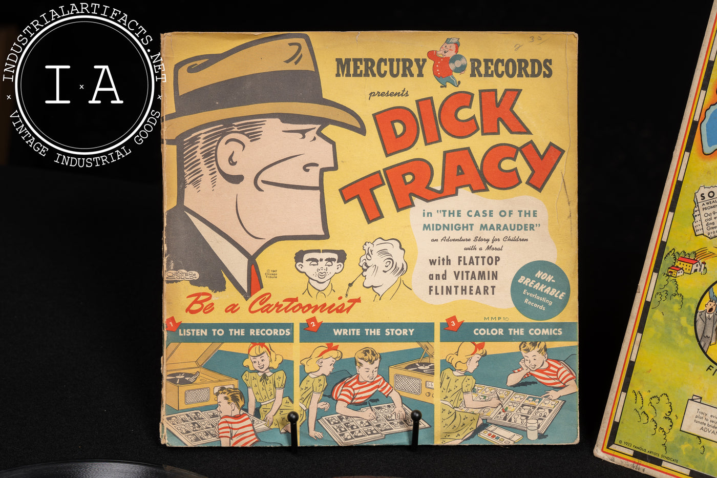 Dick Tracy Collectibles Lot - Crimestoppers Kit, Detective Game, and Vinyls