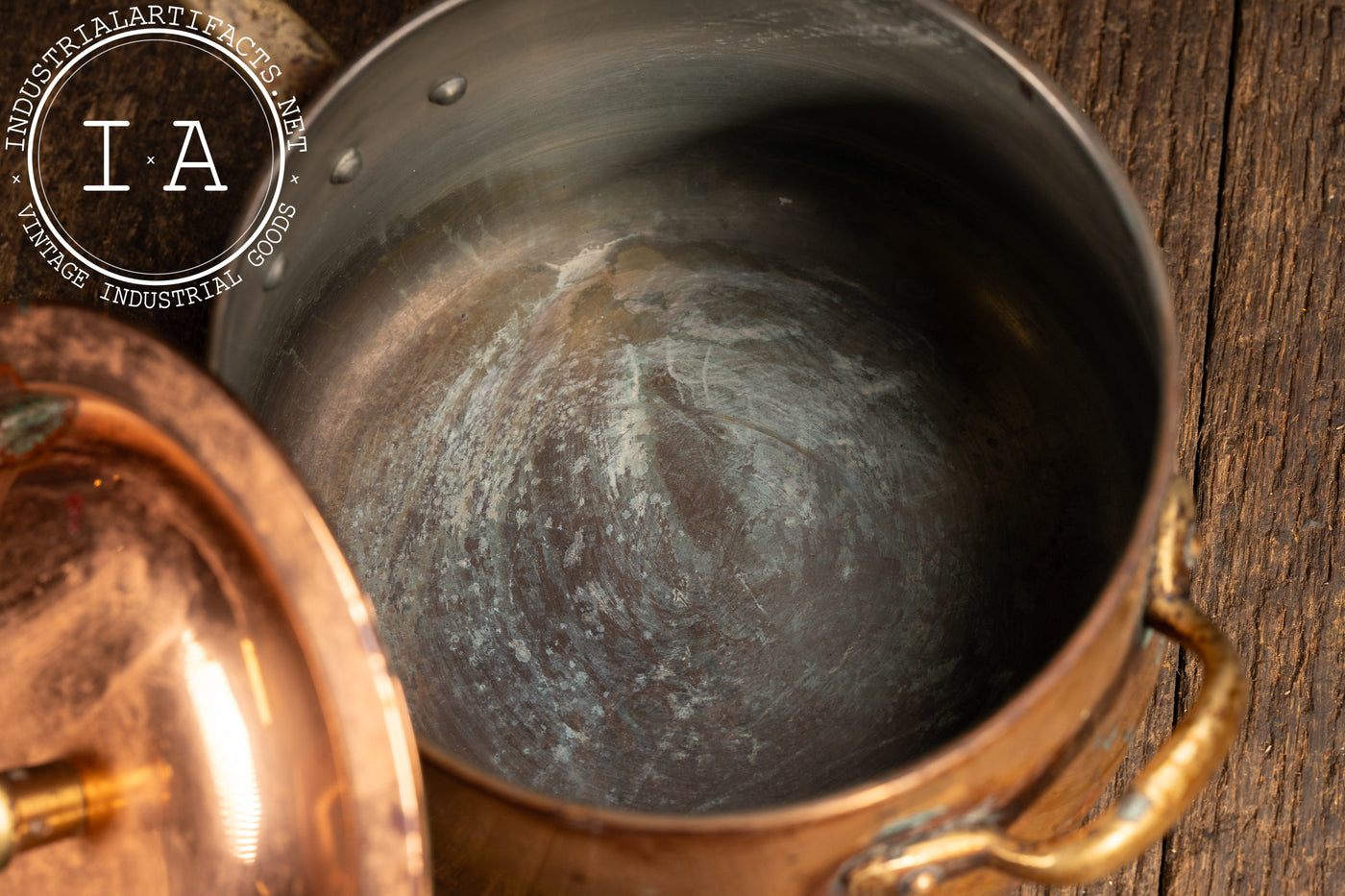 Antique French Copper Saucepan with Lid