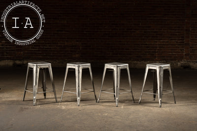 Set of Four Industrial Metal Stools by Tolix