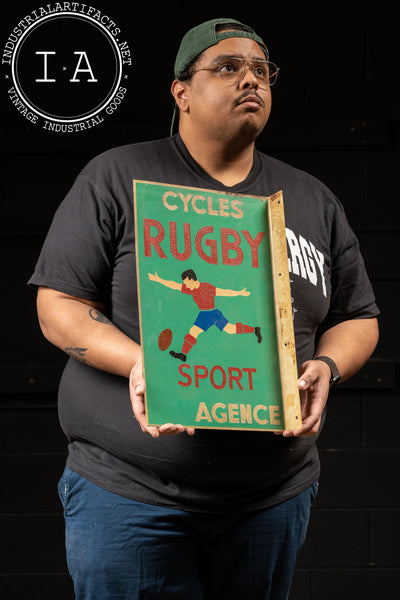 Cycles Rugby Double-Sided Flanged Enamel Sign
