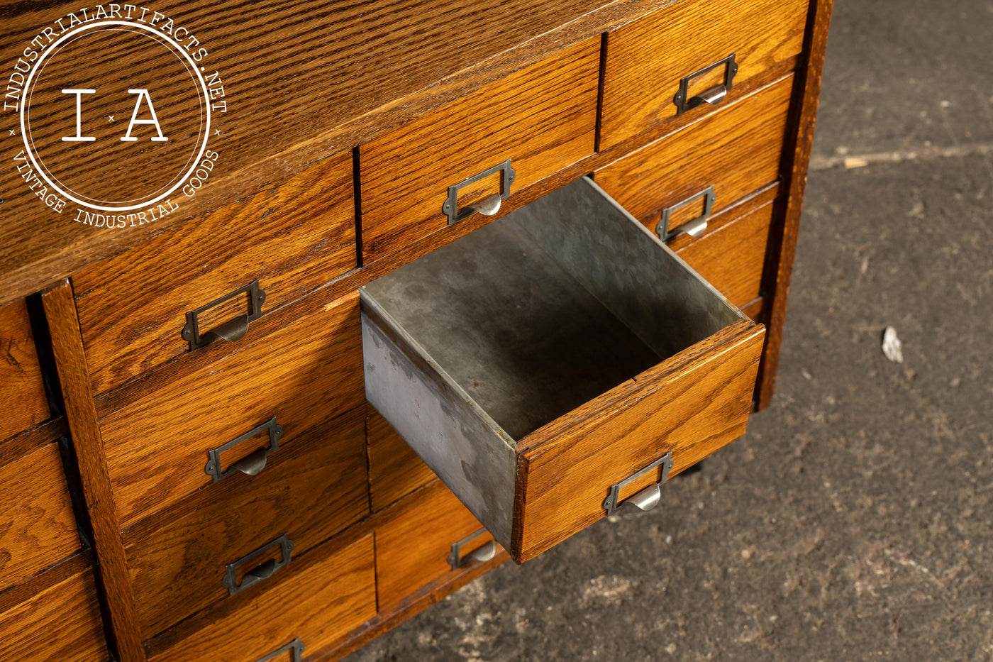 Vintage Oak 24-Drawer Apothecary