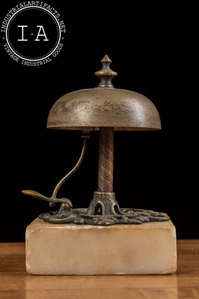 Late 19th Century Art Nouveau Brass Bell On Block