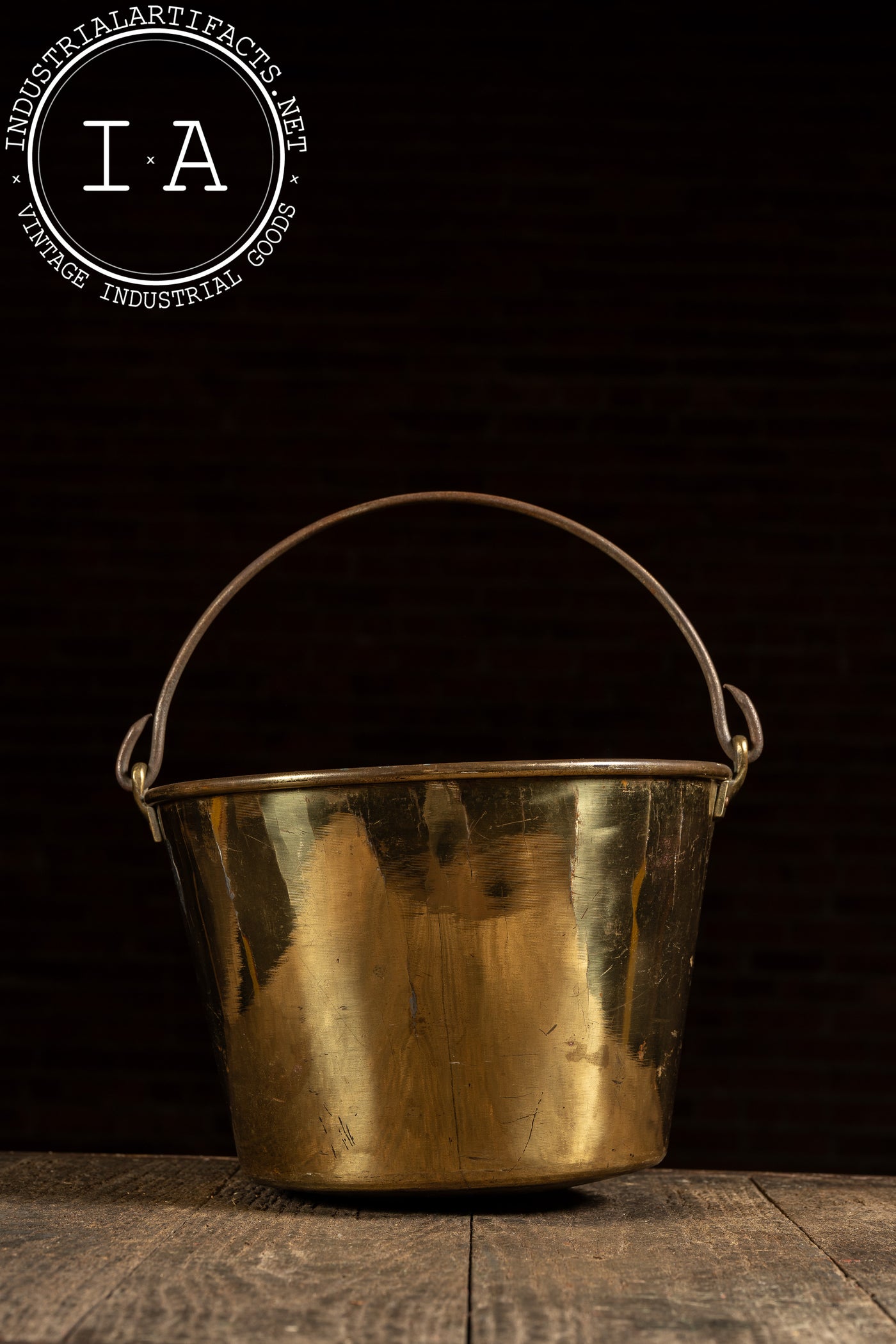 1866 Patent Brass Water Pail with Iron Bail Handle by Hayden's