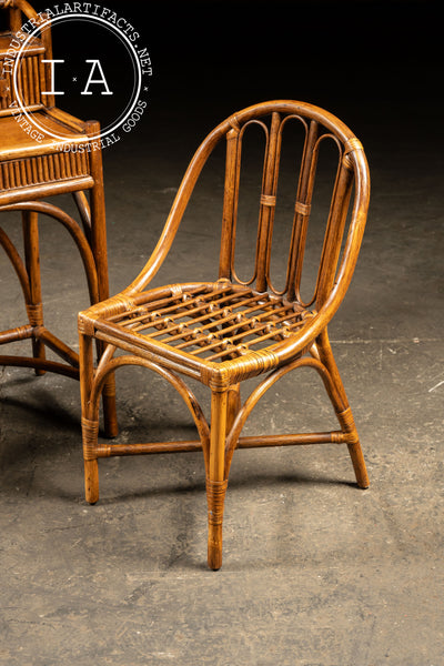 Mid-Century Rattan and Bamboo Stationery Desk and Chair by Lillian Vernon
