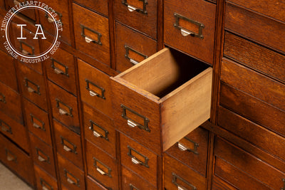 Massive 168-Drawer Oak Parts Cabinet