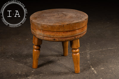 Round Butcher Block Coffee Table on Wooden Legs