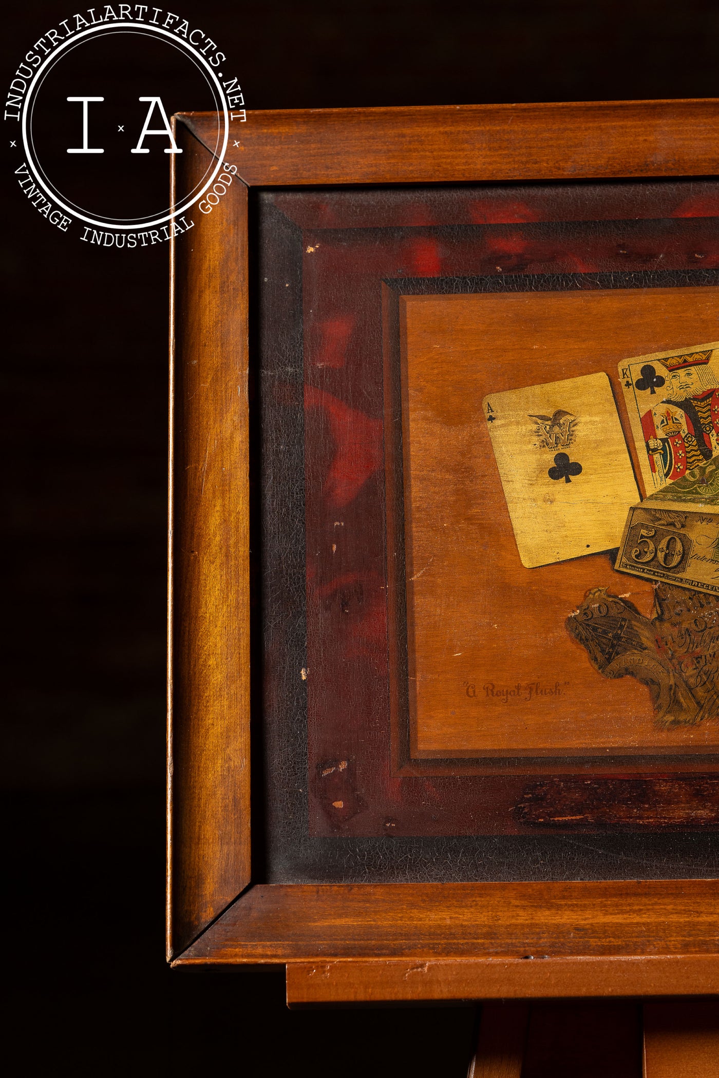 A Royal Flush | Framed 19th Century Trompe-l’œil Oil Painting
