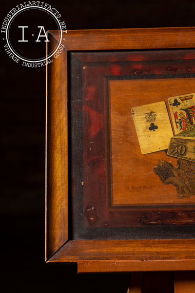 A Royal Flush | Framed 19th Century Trompe-l’œil Oil Painting
