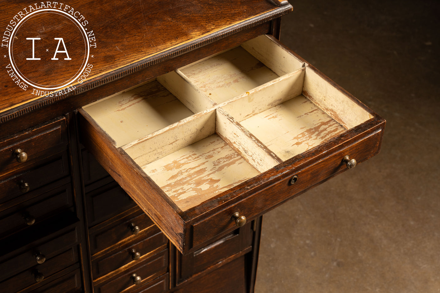 Early 20th Century Oak Rolling Dental Cabinet