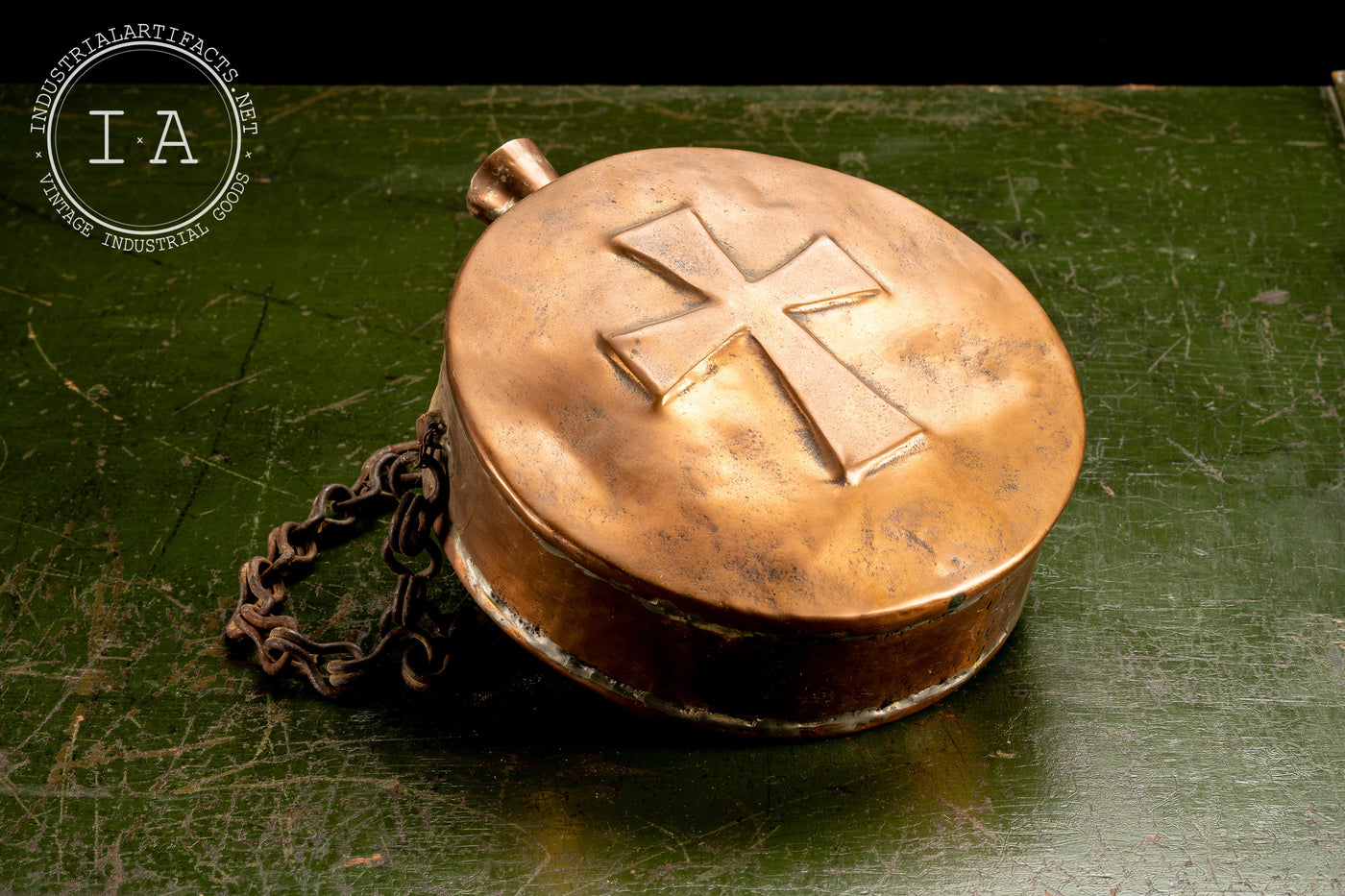 Antique Military Canteen with Embossed Cross