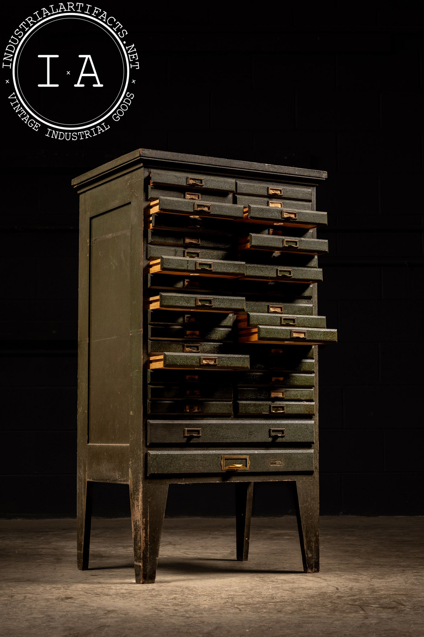 c. 1930 Document Sorting Cabinet in Olive Green