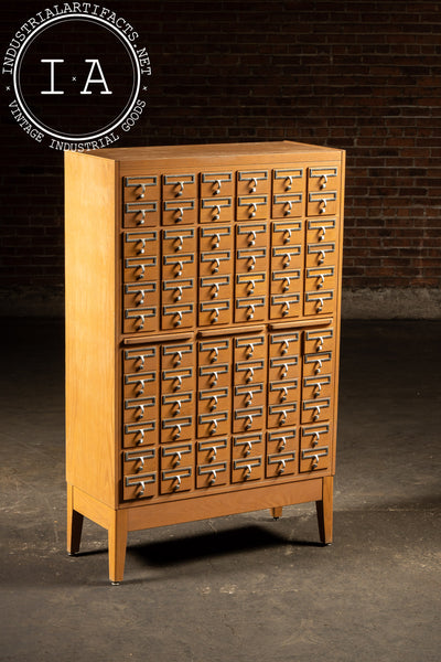 Vintage 72 Drawer Oak Library Card Catalog Cabinet with Writing Surfaces