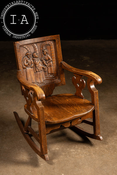 Early 20th Century Carved Oak Rocking Chair