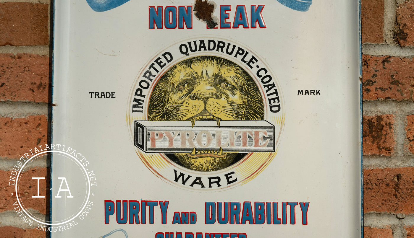 Antique Porcelain Pyrolite Advertising Sign
