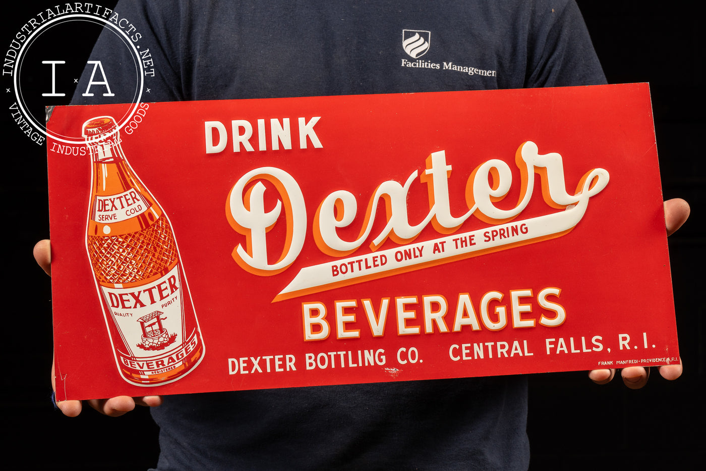 Vintage Dexter Beverages Embossed Tin Sign