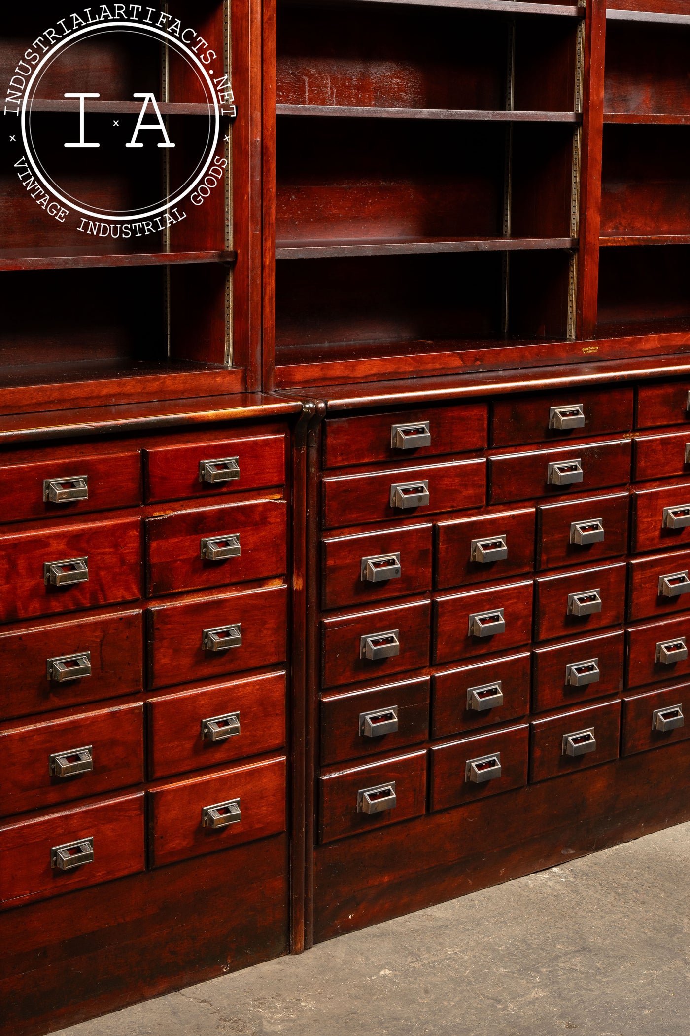 Massive Early 20th Century Double Apothecary Cabinet Set by W. B. McLean