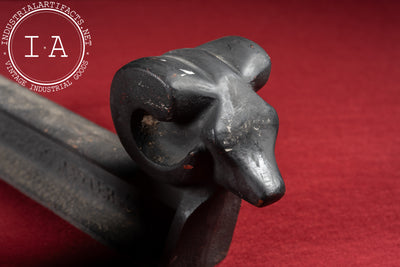 Early 20th Century Decorative Cast Iron Ram Andirons
