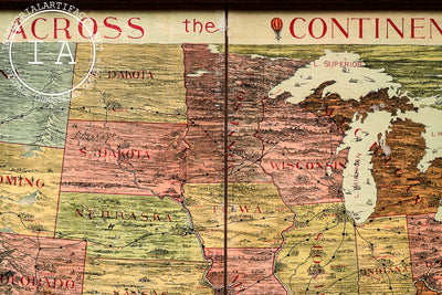 Late 19th Century "Across the Continent" Game Board by Parker Bros.