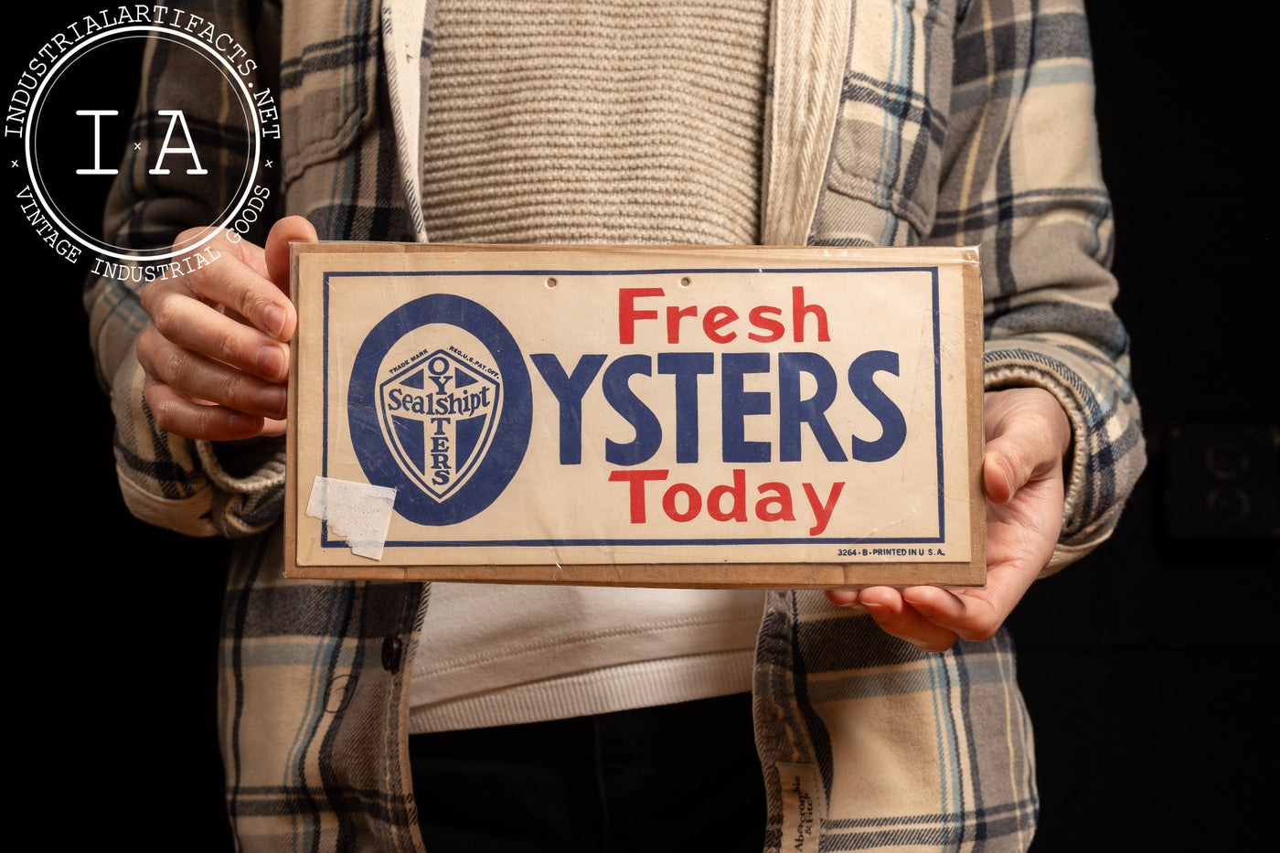 Vintage NOS SealShipt Oysters Cardstock Sign
