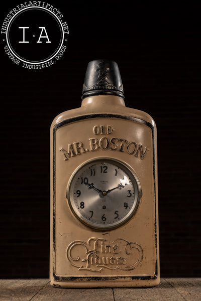 c. 1940s Old Mr. Boston Advertising Bottle Display w. Gilbert 8-Day Clock