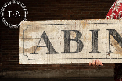 Antique Painted Wooden "Abingdon" Train Depot Station Sign