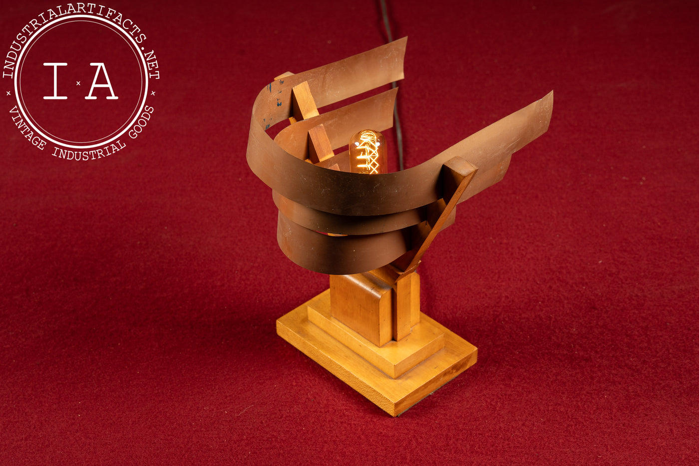 Vintage Streamline Modernist Tiered Copper Table Lamp