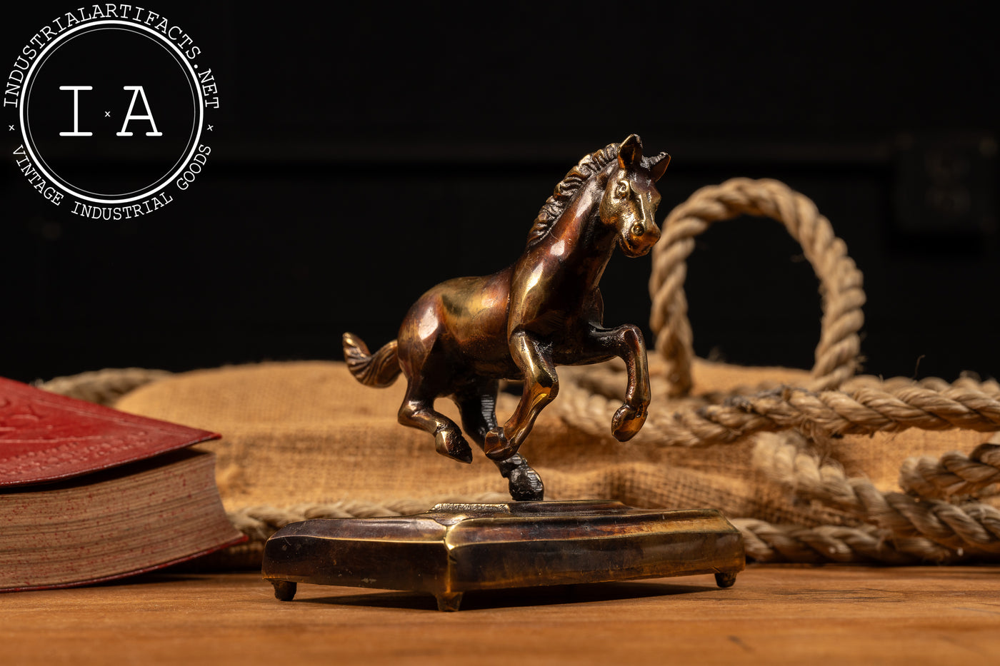 Antique Solid Brass Horse Ashtray