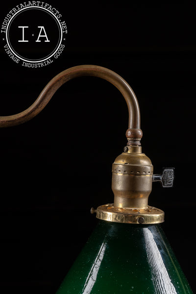 Antique Brass Faries Table Lamp With Verdelite Glass Shade