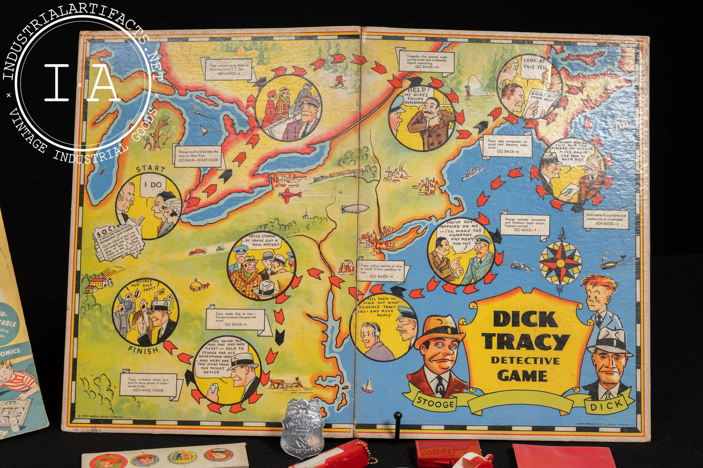 Dick Tracy Collectibles Lot - Crimestoppers Kit, Detective Game, and Vinyls