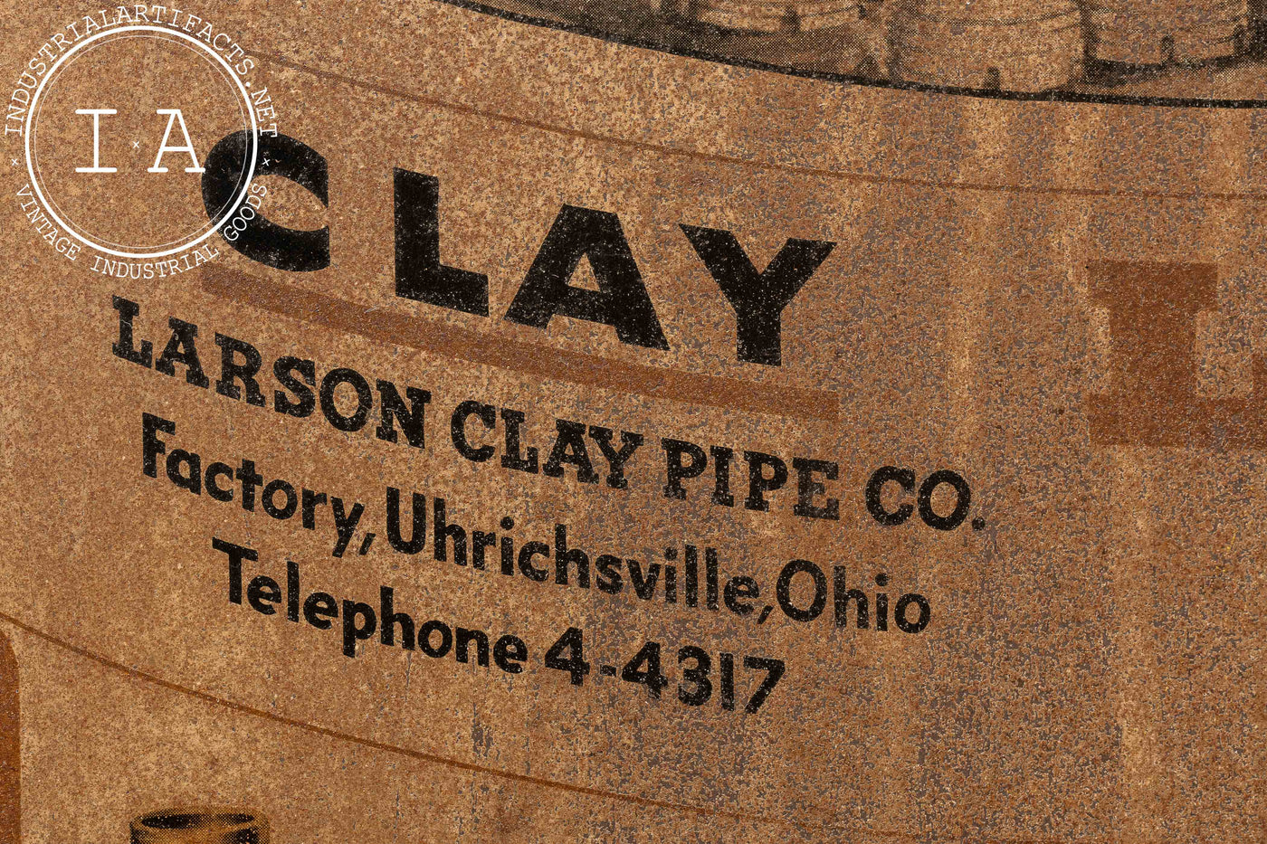 Vintage Larson Clay Pipe TOC Advertising Sign