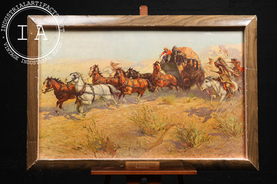 Vintage "Attack on the Overland Stage" Self-Framed Budweiser Advertising Print