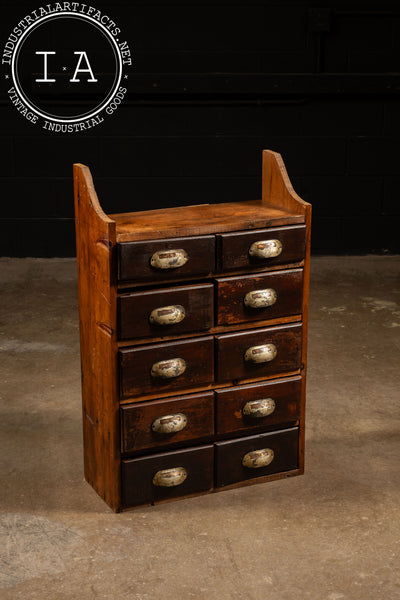 Large Antique Apothecary Cabinet with Copper Drawer Pulls