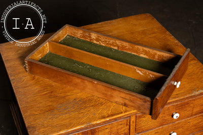 Vintage Quarter-Sawn Oak Six Drawer Cabinet on Hairpin Legs