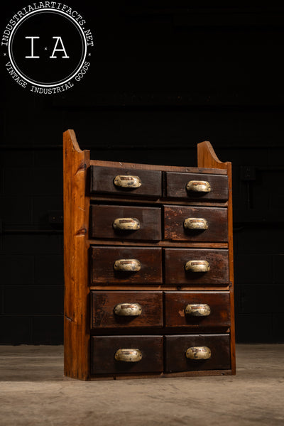 Large Antique Apothecary Cabinet with Copper Drawer Pulls