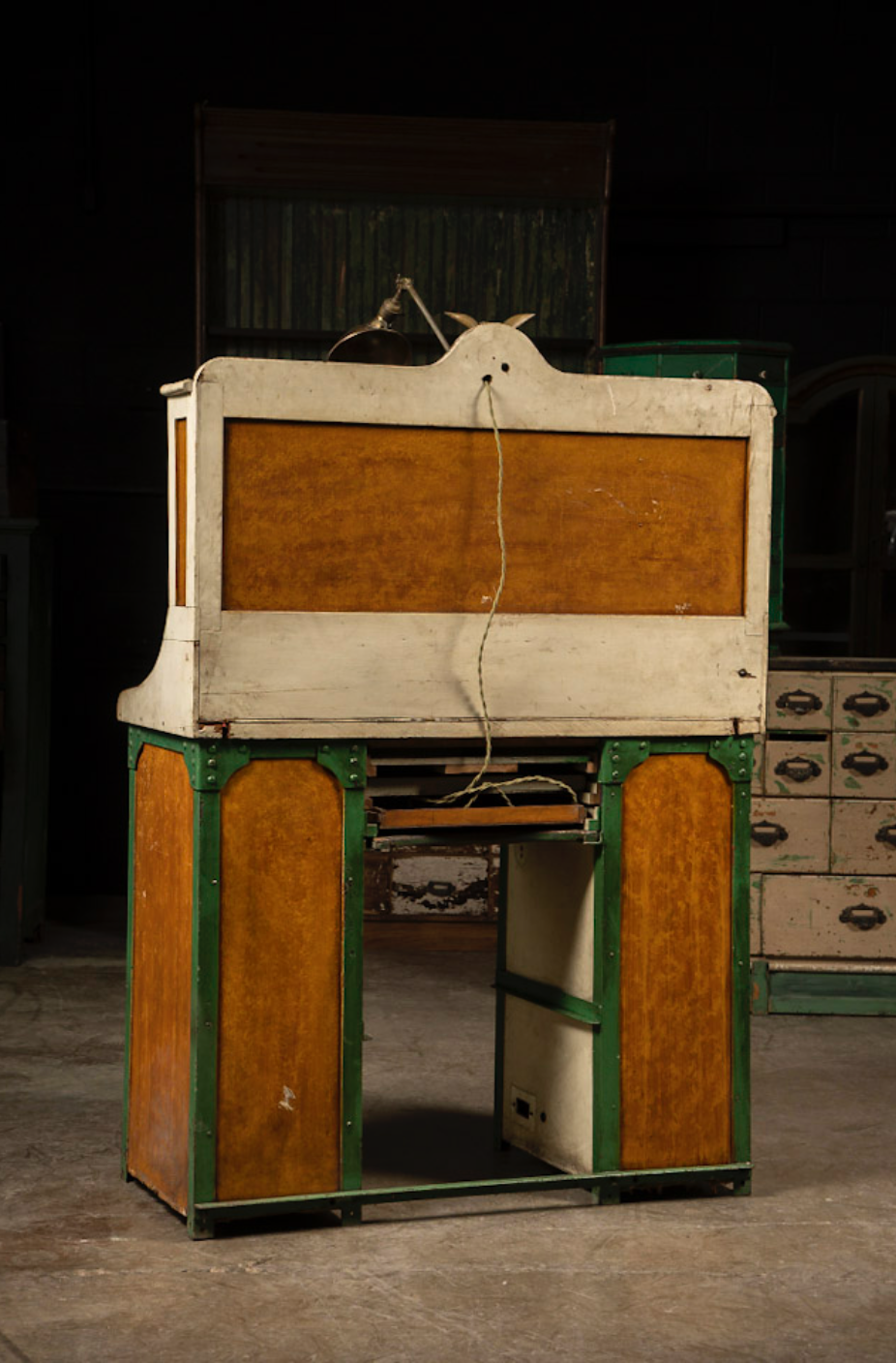 Early 20th Century Watchmaker's Desk with Faries Lamp