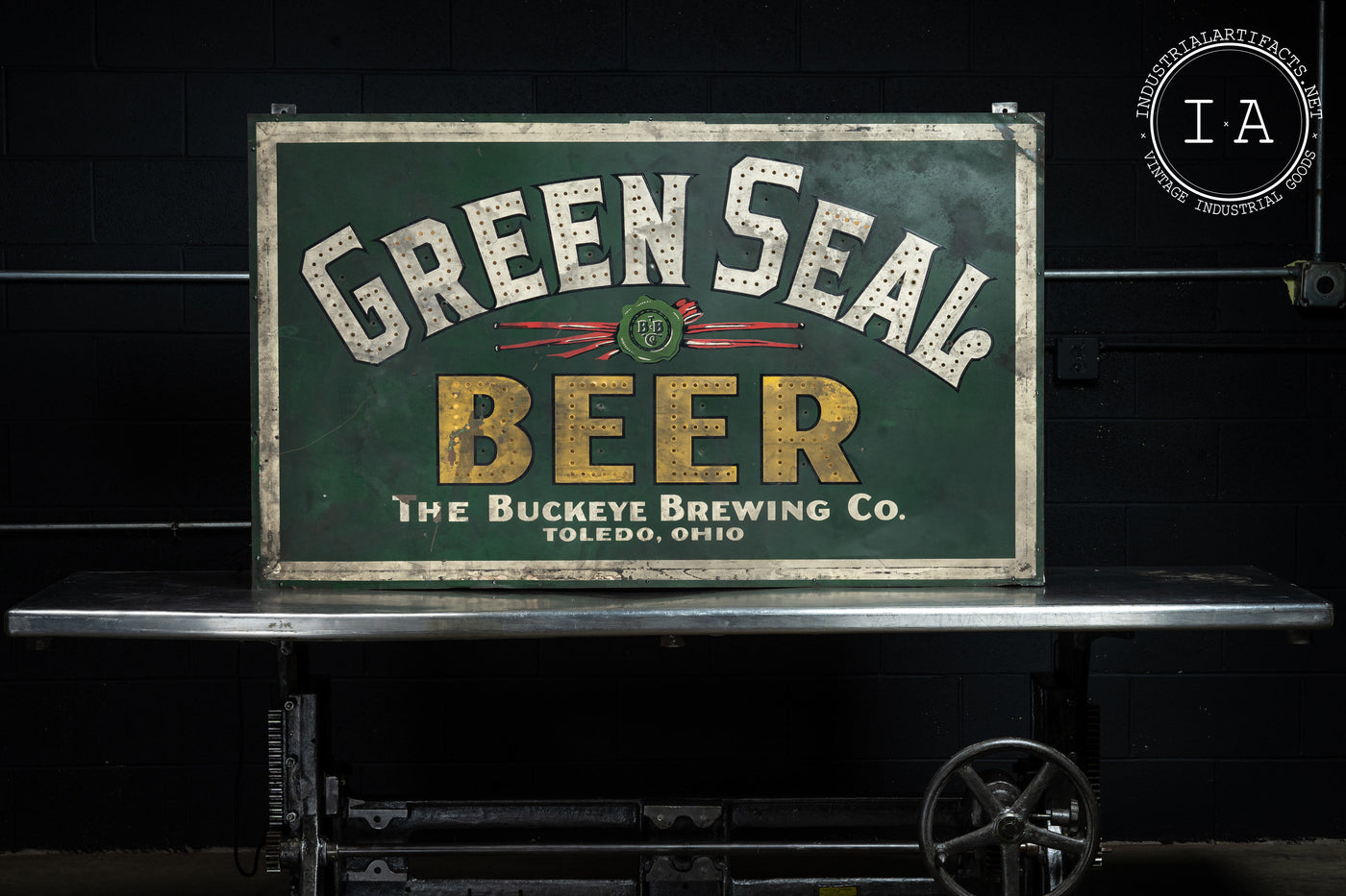 Rare Pre-Prohibition Green Seal Beer Lighted Tin Sign