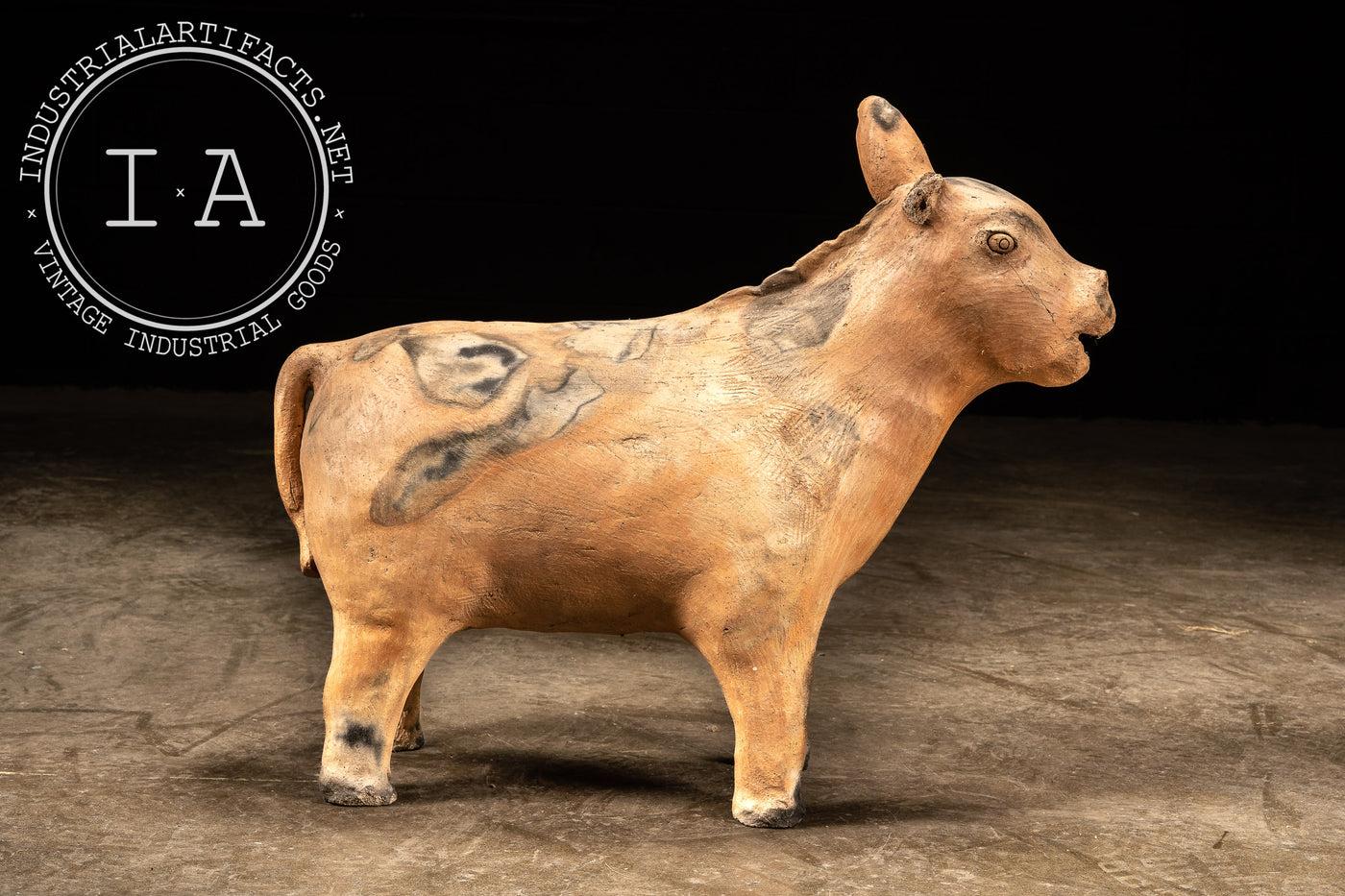 Vintage Folk Art Clay Cow