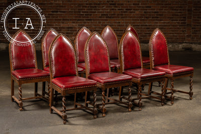 Set of Nine Gothic Revival Dining Chairs