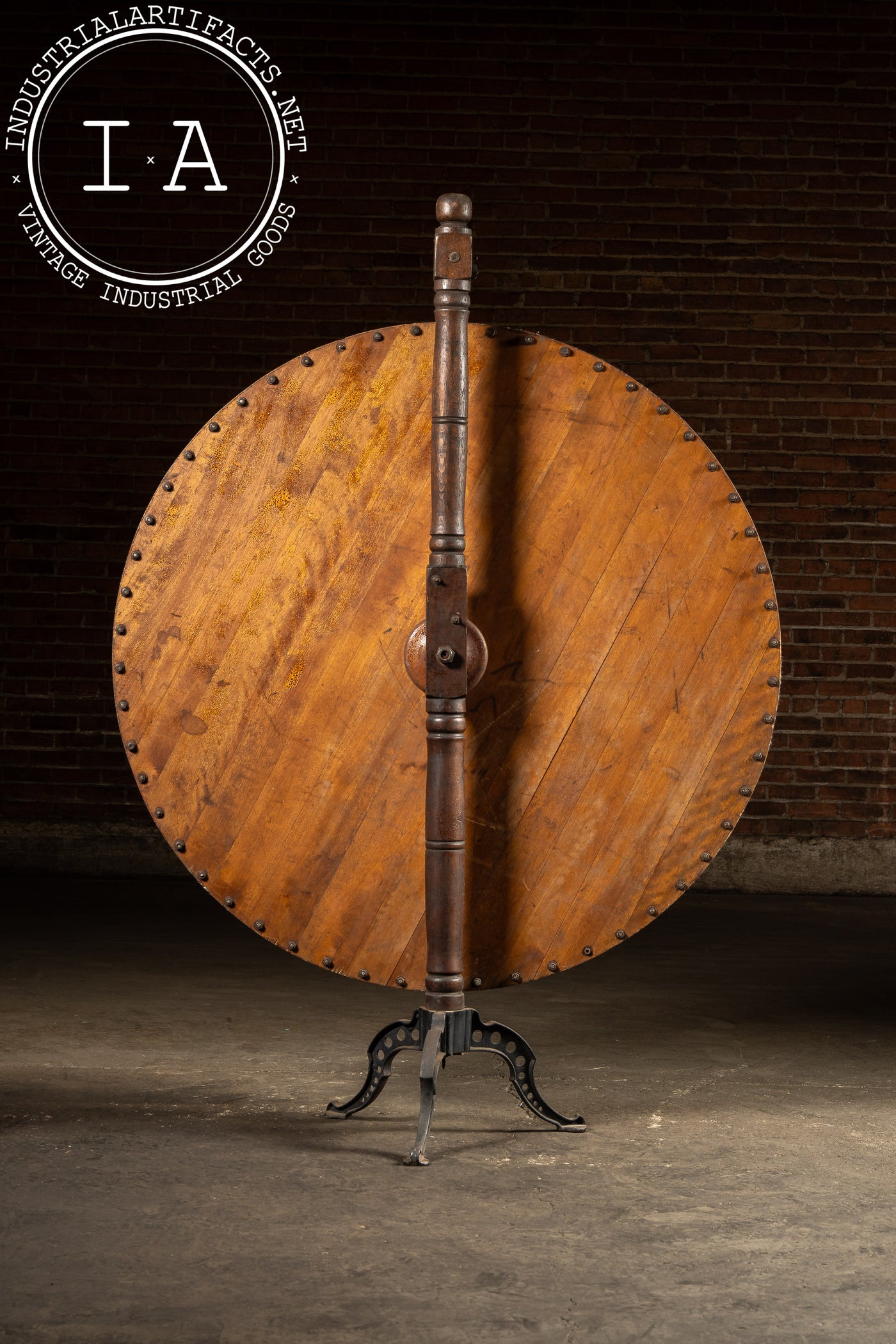 Early 20th Century Dice Gambling Wheel with Starburst Veneer Face
