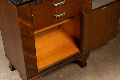 Vintage Streamline Art Deco Walnut Medical Cabinet