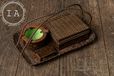 Mid-Century Copper Mesh Smoking Set with Woven Motif Handles